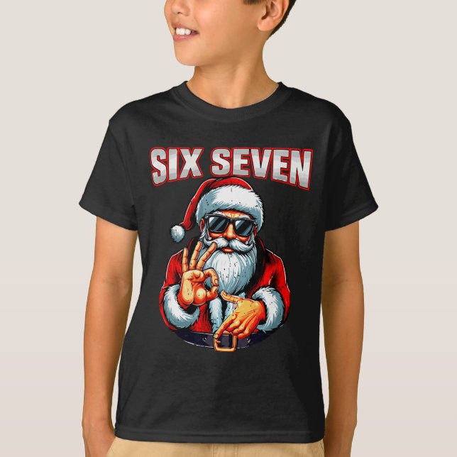 Funny 6 7 Meme Santa Christmas Men And Boys  T-Shirt (Vorderseite)