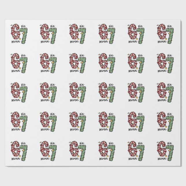 Funny 6 7  Santa Squad Sixty Seven Christmas Geschenkpapier (Flach)