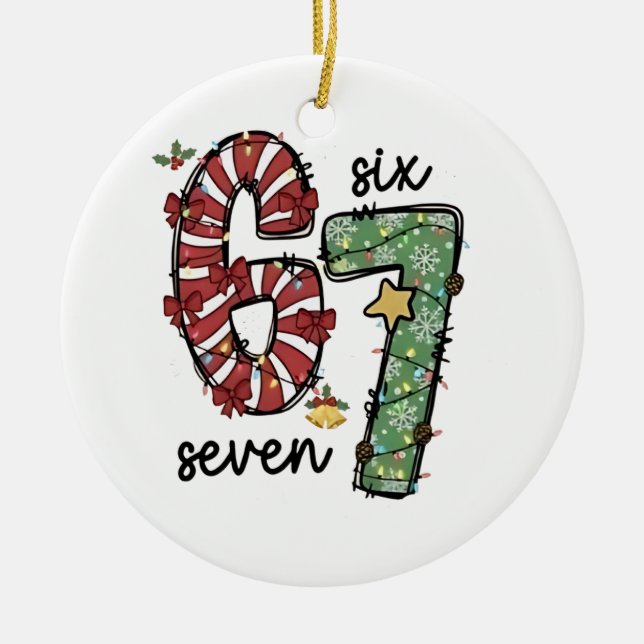 Funny 6 7  Santa Squad Sixty Seven Christmas Keramik Ornament (Vorne)