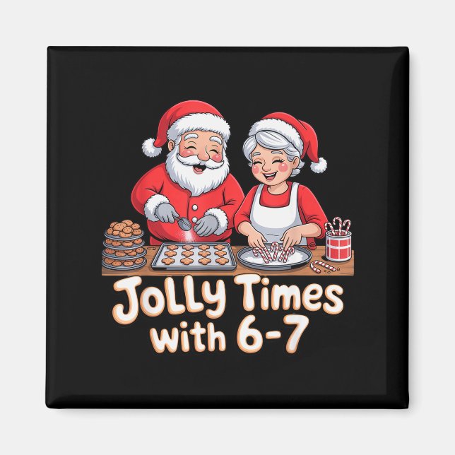 Funny 6 7 Six Seven Meme Christmas Santa Claus Wom Magnet (Vorne)