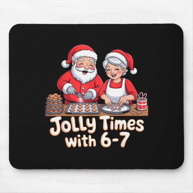 Funny 6 7 Six Seven Meme Christmas Santa Claus Wom Mousepad (Vorne)