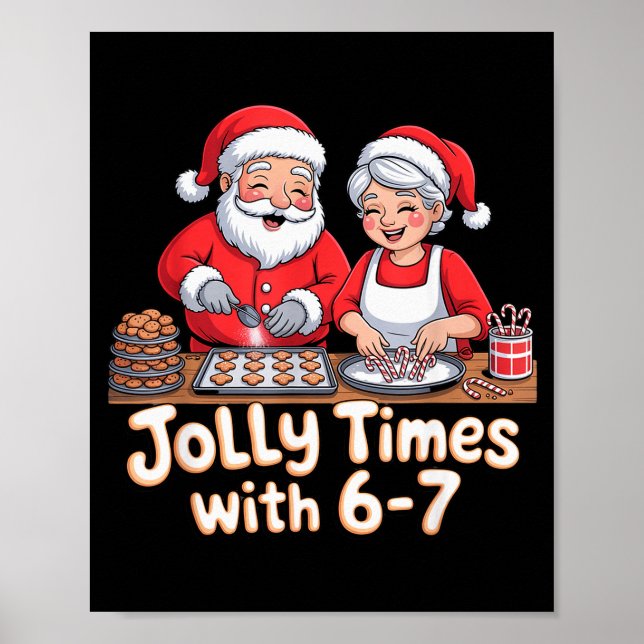 Funny 6 7 Six Seven Meme Christmas Santa Claus Wom Poster (Vorne)
