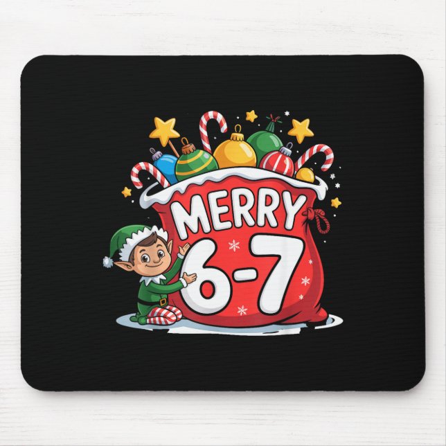 Funny 6 7 Six Seven Meme Christmas Women Men Kids  Mousepad (Vorne)