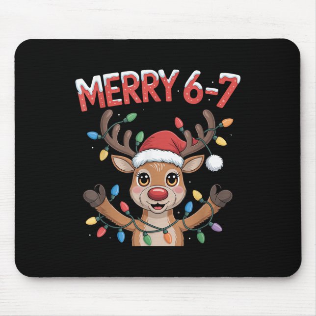 Funny 6 7 Six Seven Meme Christmas Women Men Kids  Mousepad (Vorne)