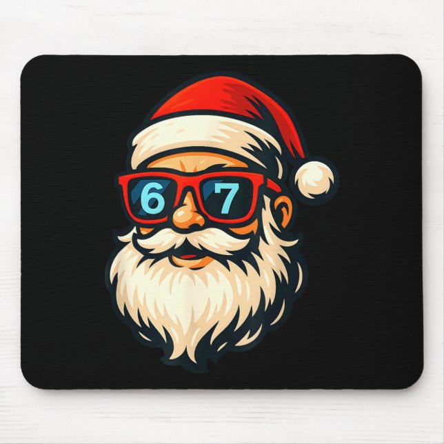 Funny 6 7 Six Seven Meme Santa Face Christmas Men  Mousepad (Vorne)