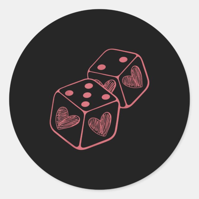 Funny 6 7 Valentine Love Heart Playing Card Couple Runder Aufkleber (Vorderseite)