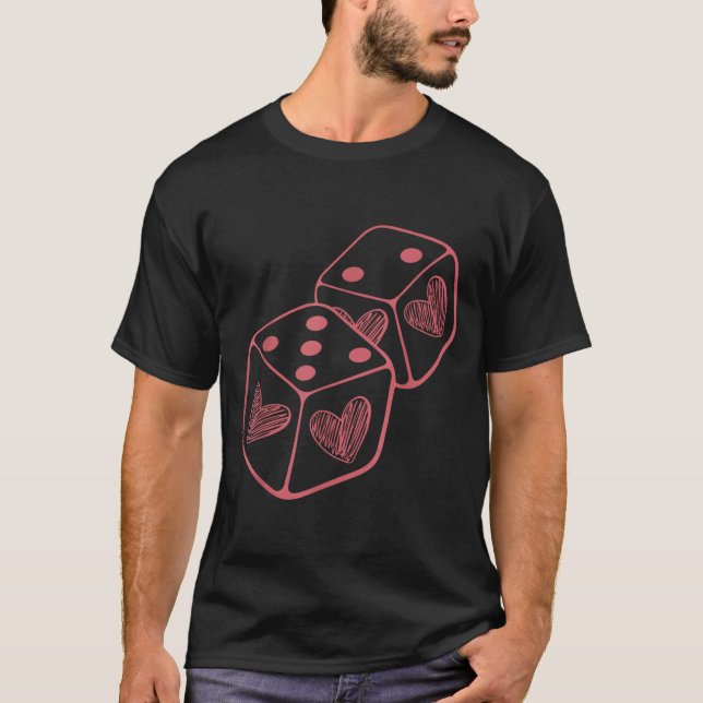 Funny 6 7 Valentine Love Heart Playing Card Couple T-Shirt (Vorderseite)