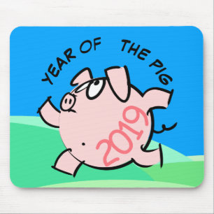 Funny 6 Cartoon Chinesisches Schweinjahr Zodiac MP Mousepad
