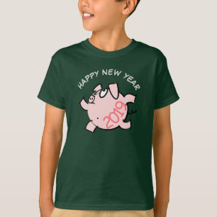 Funny 6 Cartoon Illustration Pig Jahr 2019 Kinder T-Shirt