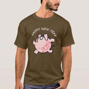Funny 6 Cartoon Illustration Pig Jahr 2019 Mann T T-Shirt
