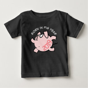 Funny 6 Cartoon Illustration Pink Pig 2019 Baby T T-shirt