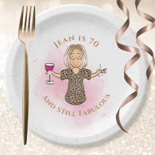 Funny 70. Geburtstag Gold Pink 70 und fabelhaft Pappteller