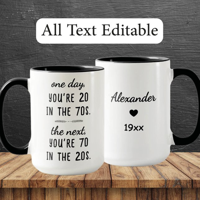 Funny 70th Birthday Mug – Custom Name & Year Gift Tasse (Von Creator hochgeladen)