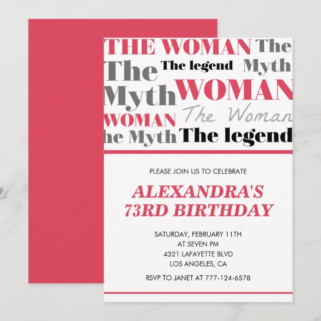 Funny 73. Geburtstag Einladungen der Myth Legend (Vorne/Hinten)