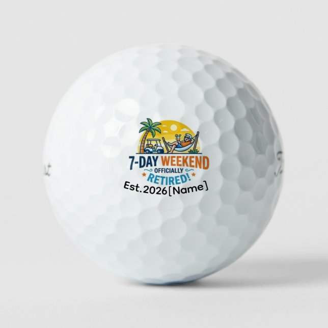 Funny 7-Day Weekend Officially Retired Golf Ball (Vorderseite)
