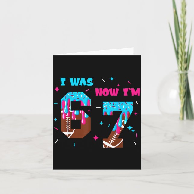 Funny 7 Year Old Birthday Football Ice Cream Drip  Karte (Vorderseite)