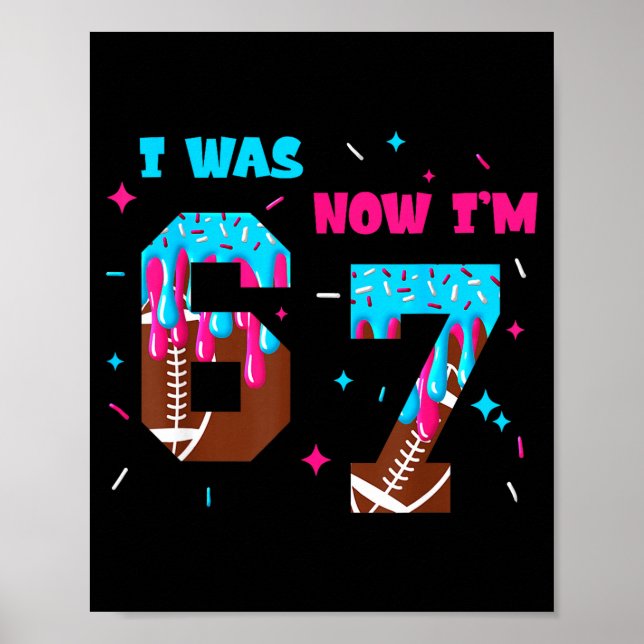 Funny 7 Year Old Birthday Football Ice Cream Drip  Poster (Vorne)