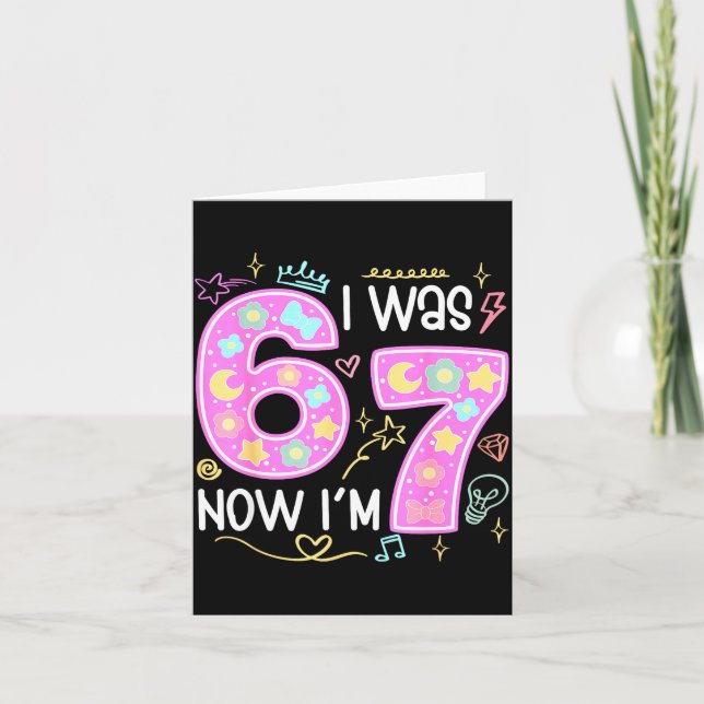 Funny 7 Year Old Birthday I Was 6 Now I'm 7 Meme T Karte (Vorderseite)