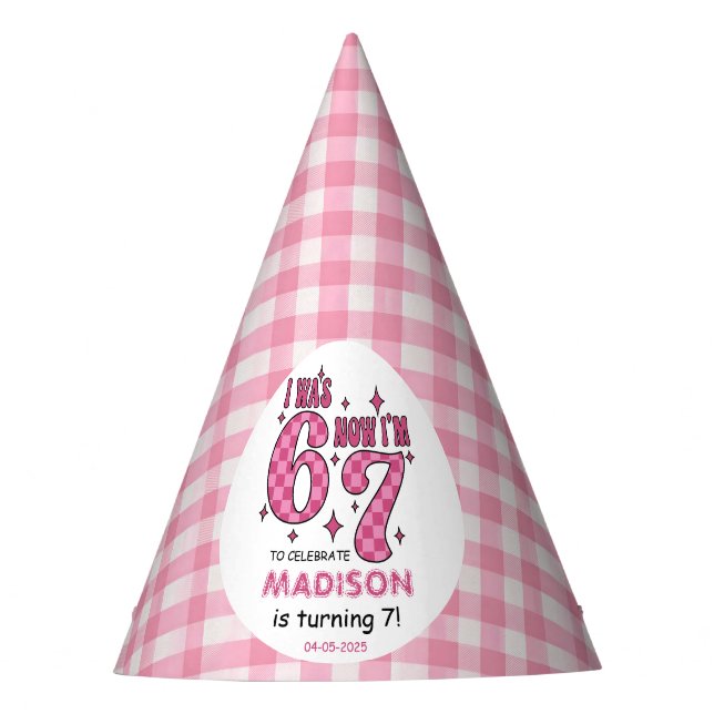 Funny 7th Birthday | “I Was 6, Now 7” Party Partyhütchen (Vorderseite)