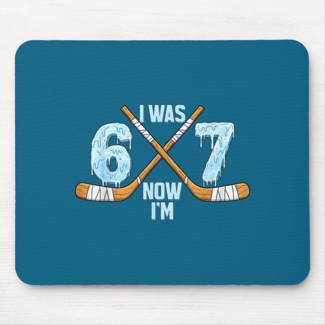 Funny 7th Hockey Birthday Boy I Was 6 Now I'm 7 Ye Mousepad (Vorne)