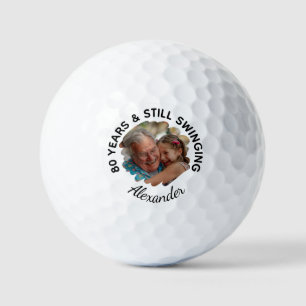 Funny 80. Geburtstag noch schwindend Foto & Name Golfball