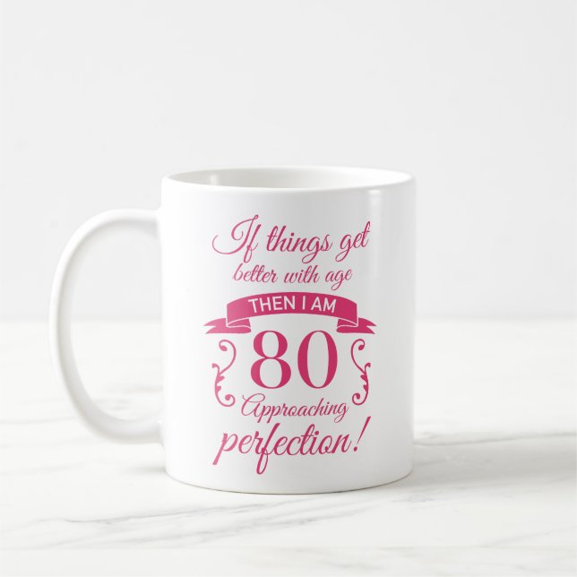 Funny 80. Geburtstag 'Perfection' Kaffeetasse (Links)