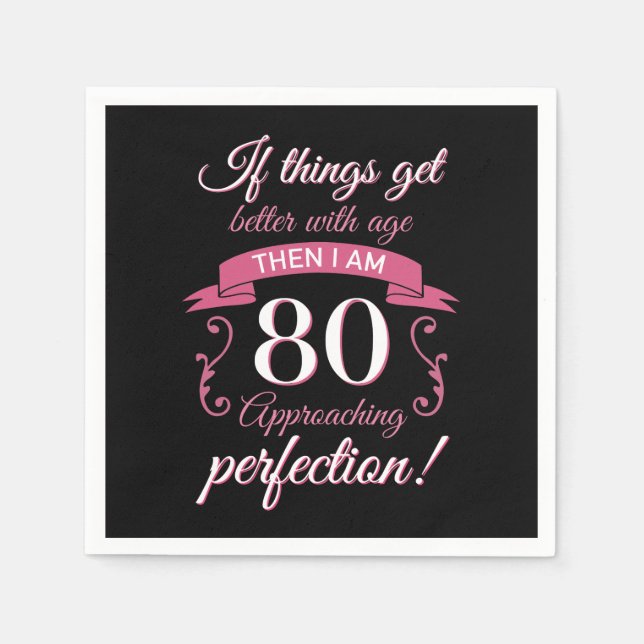 Funny 80. Geburtstag 'Perfection' Serviette (Vorderseite)