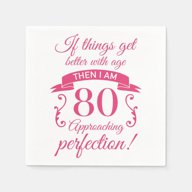 Funny 80. Geburtstag 'Perfection' Serviette (Vorderseite)