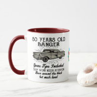 Funny 80. Geburtstag Retro Auto Banger Add Name Da
