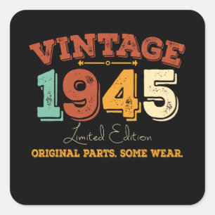 Funny 80 Year Old 1945 Vintages 80. Geburtstagsges Quadratischer Aufkleber