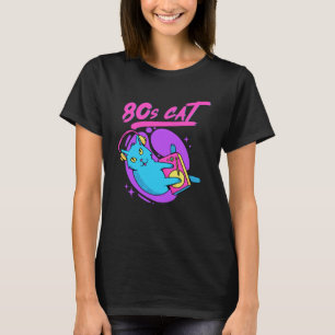 Funny 80er Music DJ Cat Eighties Retro Vaporwave P T-Shirt