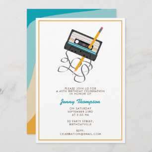 Funny 80er Music Retro Cassette Tape 40. Geburtsta Einladung