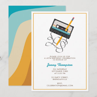 Funny 80er Music Retro Cassette Tape 40. Geburtsta Einladung