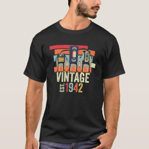Funny 80th Birthday Vintag Music Tech 1942 Birthd T-Shirt