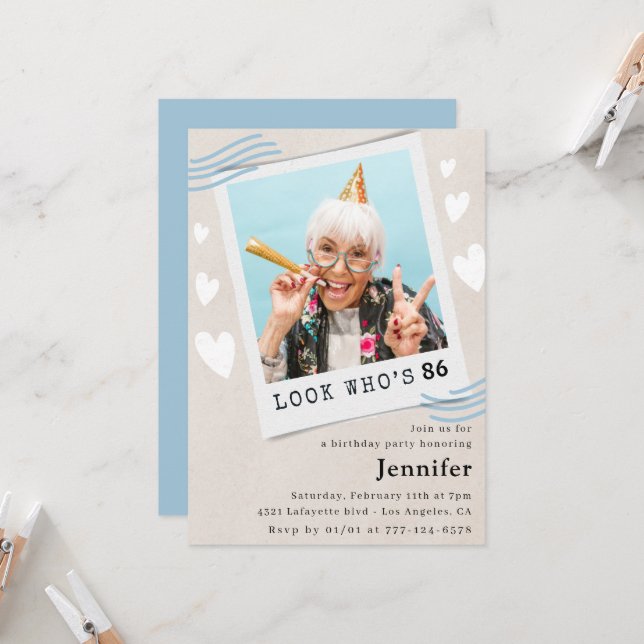 Funny 86. Geburtstag Einladungen Foto (Vorderseite/Rückseite Beispiel)