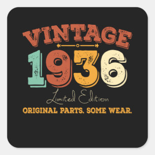 Funny 89 Year Old 1936 Vintag 89. Geburtstagsgesch Quadratischer Aufkleber