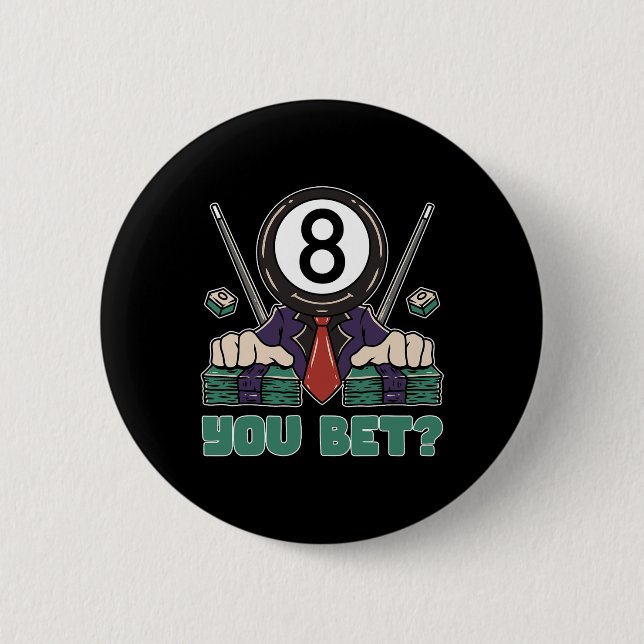 Funny 8 Ball Billiard Pool Player Aight Ball Billi Button (Vorderseite)