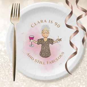 Funny 90. Geburtstag Gold Pink 90 und fabelhaft Pappteller