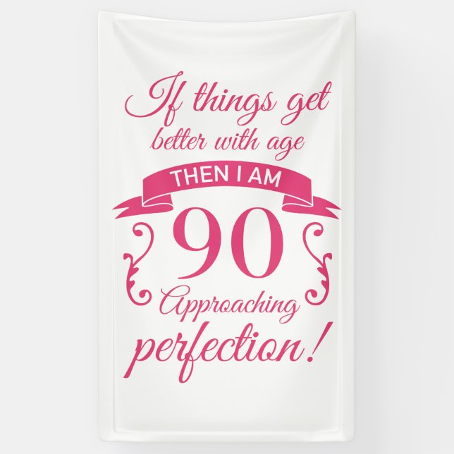 Funny 90. Geburtstag 'Perfection' Banner (Vertikal)