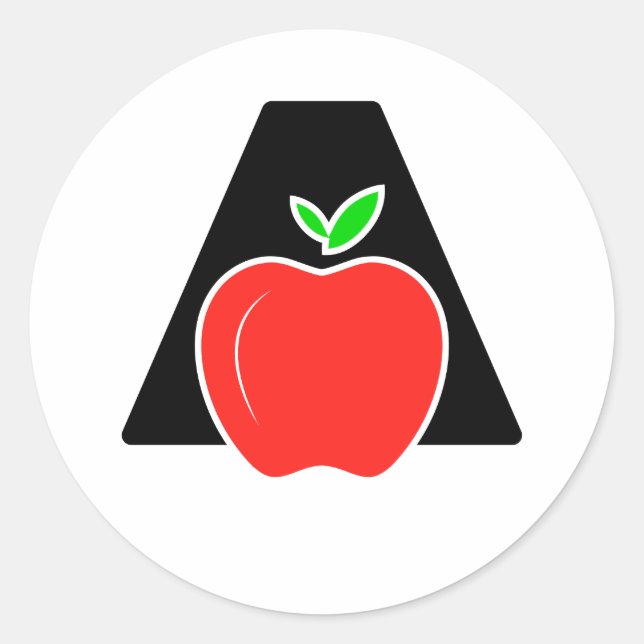 Funny A für Apfel Runder Aufkleber (Vorderseite)