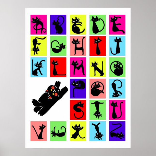 Funny ABC Black Cat Alphabet Poster (Vorne)