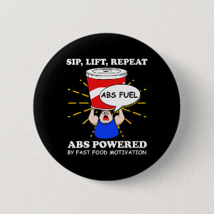 Funny Abs trainiert Fast Food Gym Workout Bodybuil Button