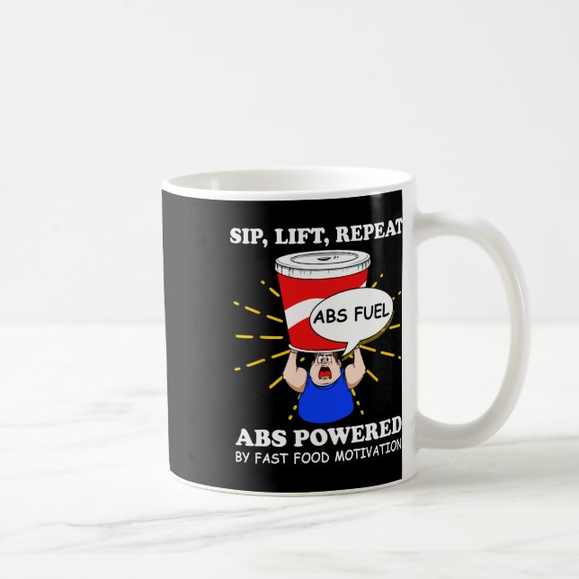 Funny Abs trainiert Fast Food Gym Workout Bodybuil Kaffeetasse (Rechts)