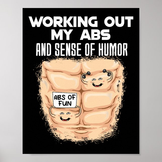 Funny Abs Übung Muskel Gebäude Bodybuilding 1 Poster (Vorne)