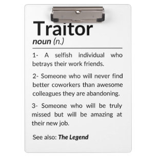 Funny Abschiedsarbeiter, verlassend Arbeitskollege Klemmbrett