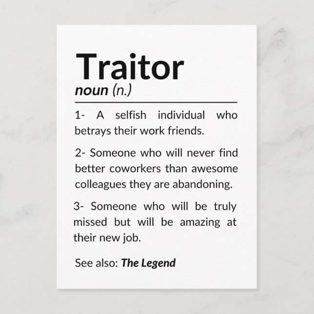 Funny Abschiedsarbeiter, verlassend Arbeitskollege Postkarte (Vorderseite)