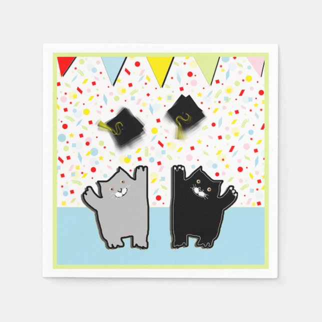 Funny Abschluss Cats Party Serviette (Vorderseite)