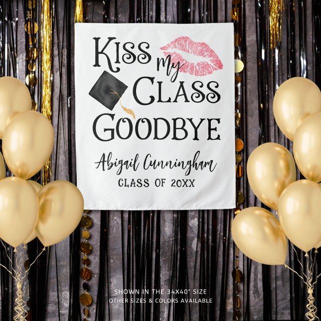 Funny Abschluss Kiss My Class Goodbye Background Wandteppich (Von Creator hochgeladen)
