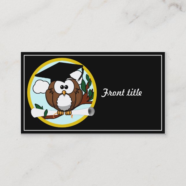Funny Abschluss Owl mit Cap & Diploma Telefonnummerkarte (Vorderseite)