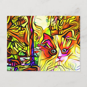 Funny Abstrakt Cat Graffiti Cartoon Postkarte